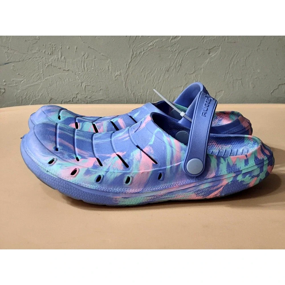 Rugged Shark Crocs Size 10 Youth Tie Dye Slip‎ on Clogs/Shoes-